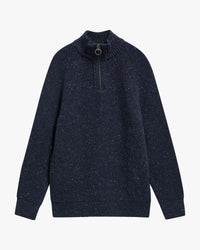 Barbour Heritage Essentials Fleck Wool Half Zip Jumper - Navy