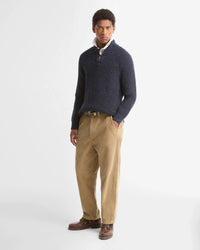 Barbour Heritage Essentials Fleck Wool Half Zip Jumper - Navy