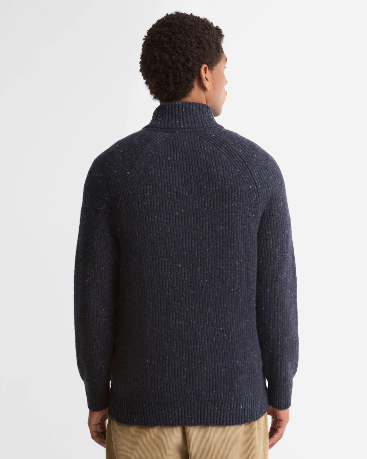 Barbour Heritage Essentials Fleck Wool Half Zip Jumper - Navy