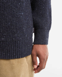 Barbour Heritage Essentials Fleck Wool Half Zip Jumper - Navy