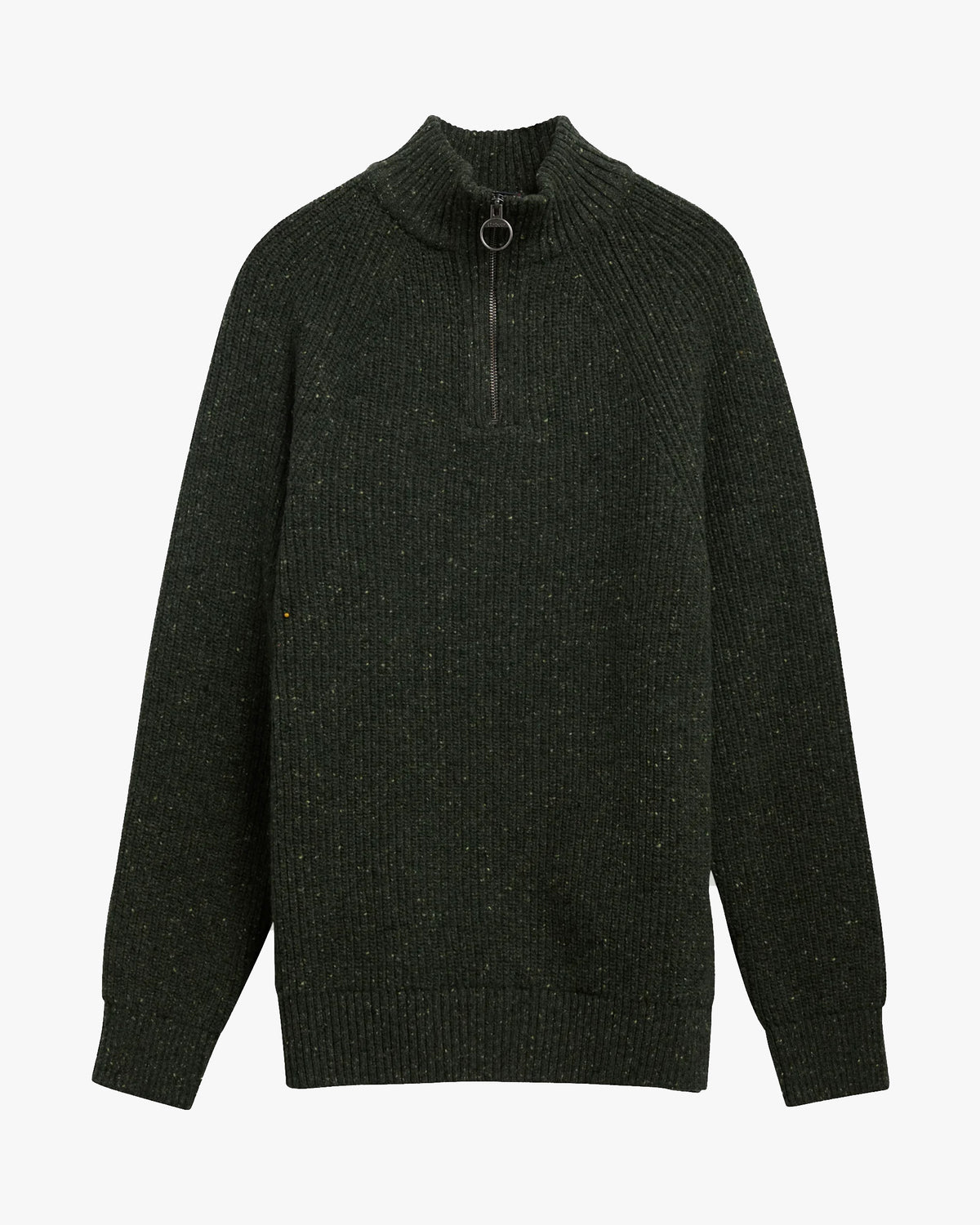 Barbour Heritage Essentials Fleck Wool Half Zip Jumper - Olive