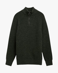 Barbour Heritage Essentials Fleck Wool Half Zip Jumper - Olive