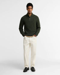 Barbour Heritage Essentials Fleck Wool Half Zip Jumper - Olive