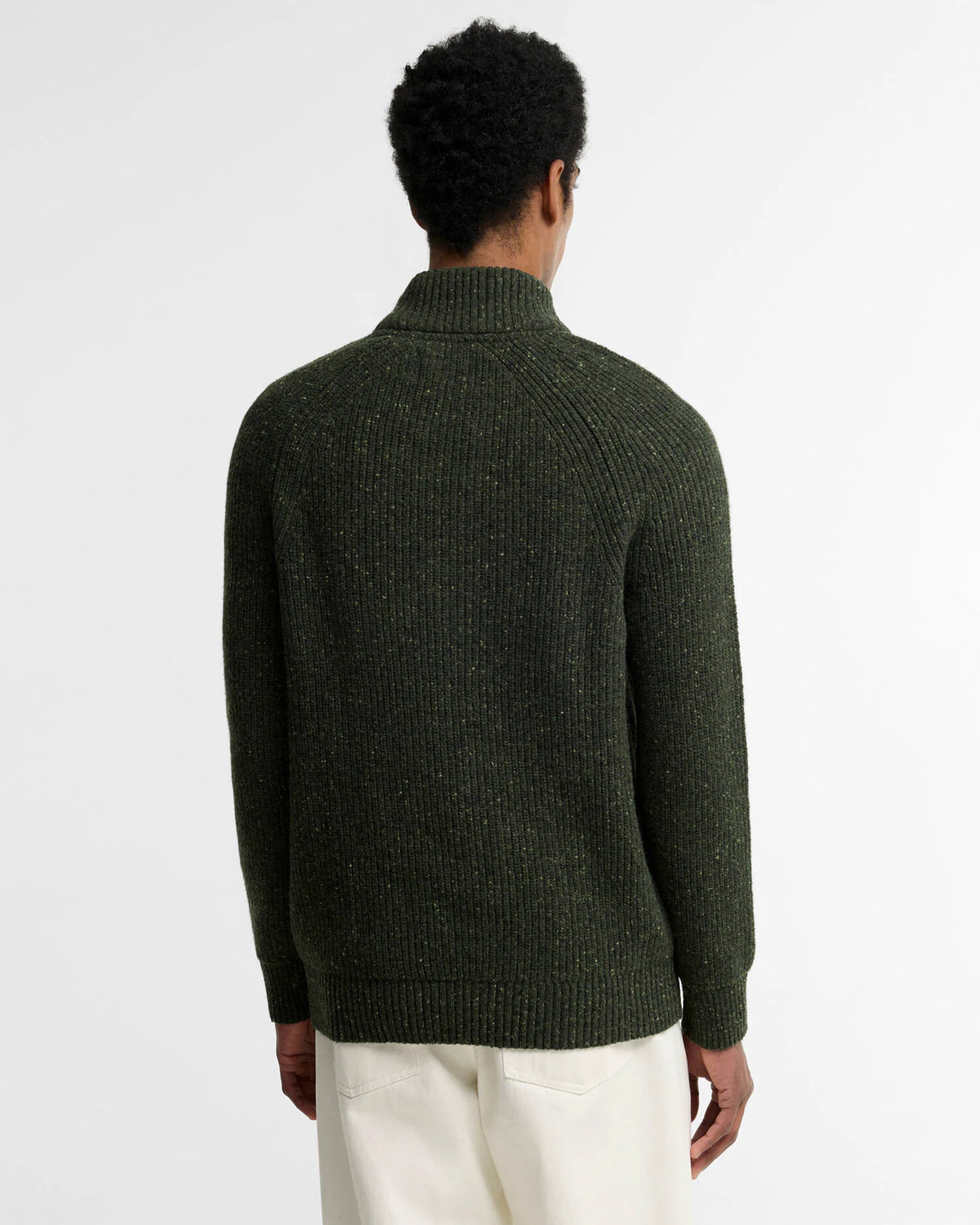 Barbour Heritage Essentials Fleck Wool Half Zip Jumper - Olive