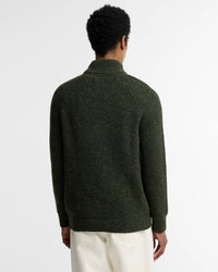 Barbour Heritage Essentials Fleck Wool Half Zip Jumper - Olive