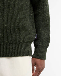Barbour Heritage Essentials Fleck Wool Half Zip Jumper - Olive