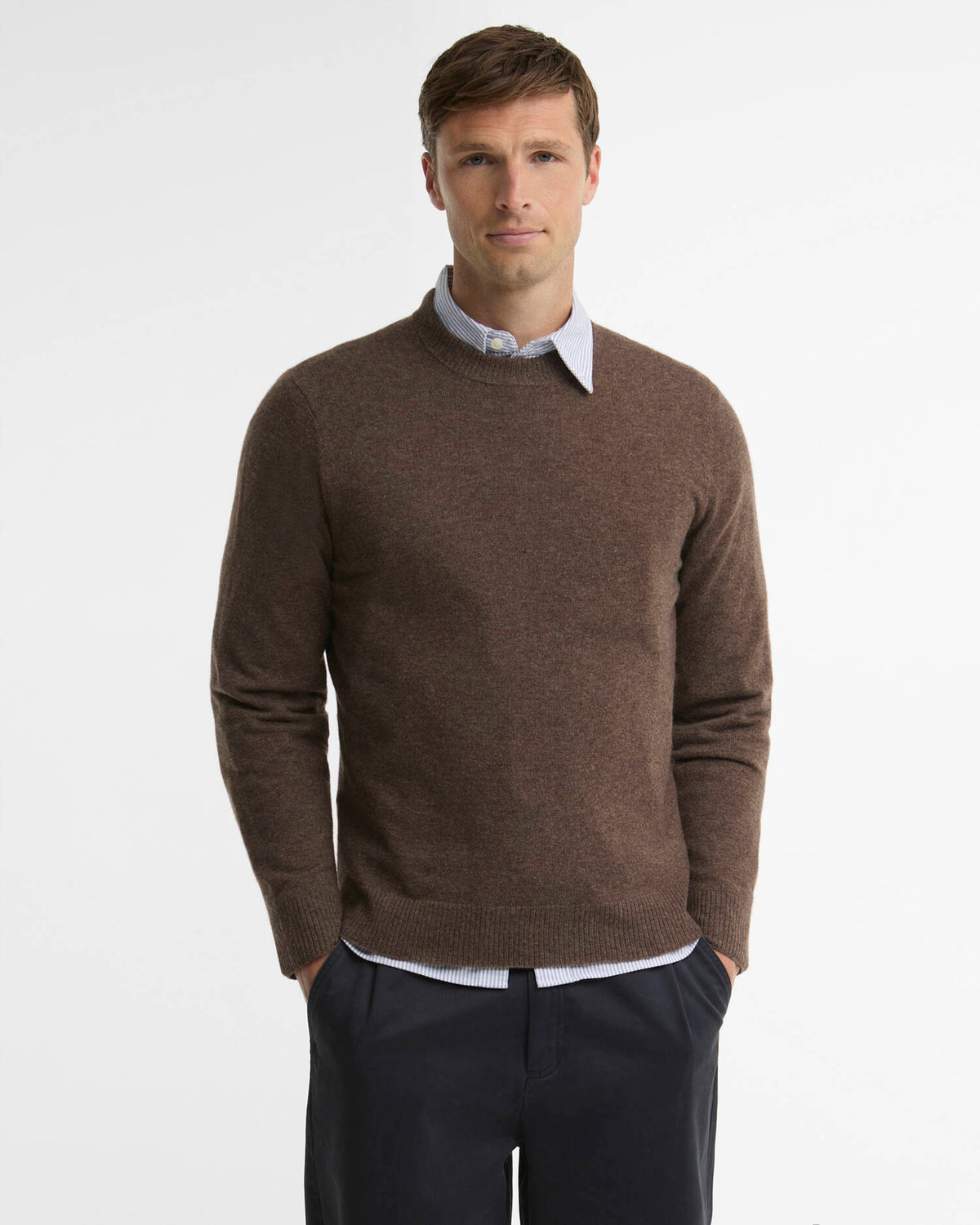 Barbour Heritage Pure Cashmere Crew Neck Jumper - Major Brown