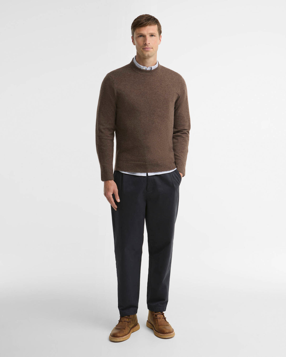 Barbour Heritage Pure Cashmere Crew Neck Jumper - Major Brown