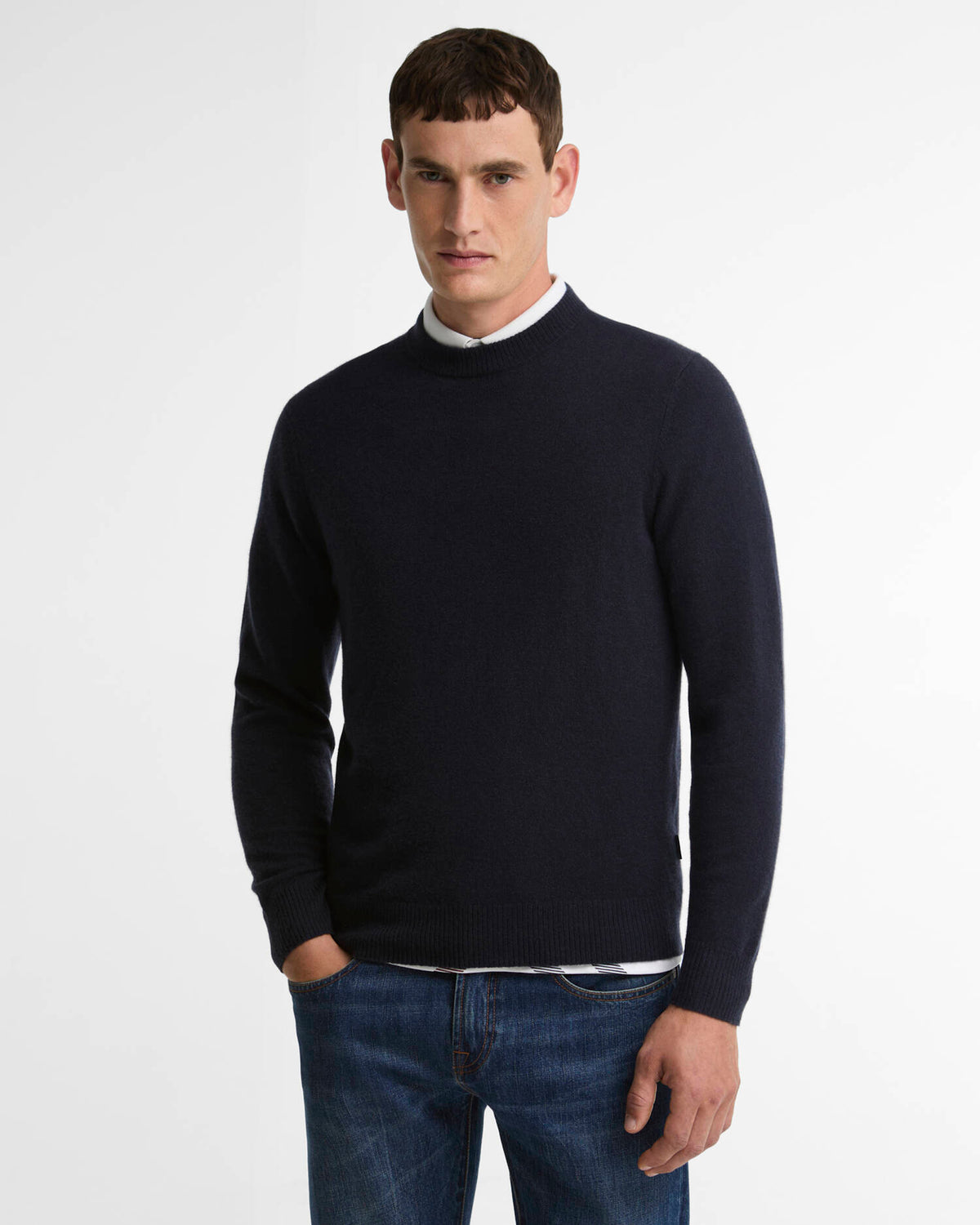 Barbour Heritage Pure Cashmere Crew Neck Jumper - Navy