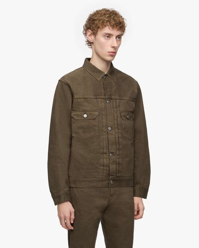 MOMOTARO JEANS MMGJ6004 #002 Moss-Dyed Selvedge Denim Jacket - Khaki