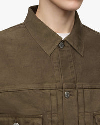 MOMOTARO JEANS MMGJ6004 #002 Moss-Dyed Selvedge Denim Jacket - Khaki