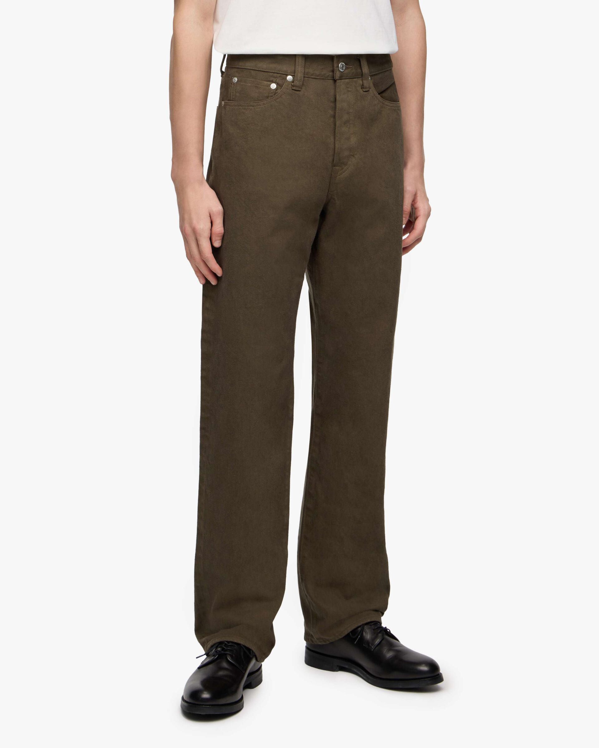 MOMOTARO JEANS MMJZ6403 #100 Straight Fit Mens Moss-Dyed Selvedge Jeans - Khaki | MOMOTARO JEANS Jeans | JEANSTORE