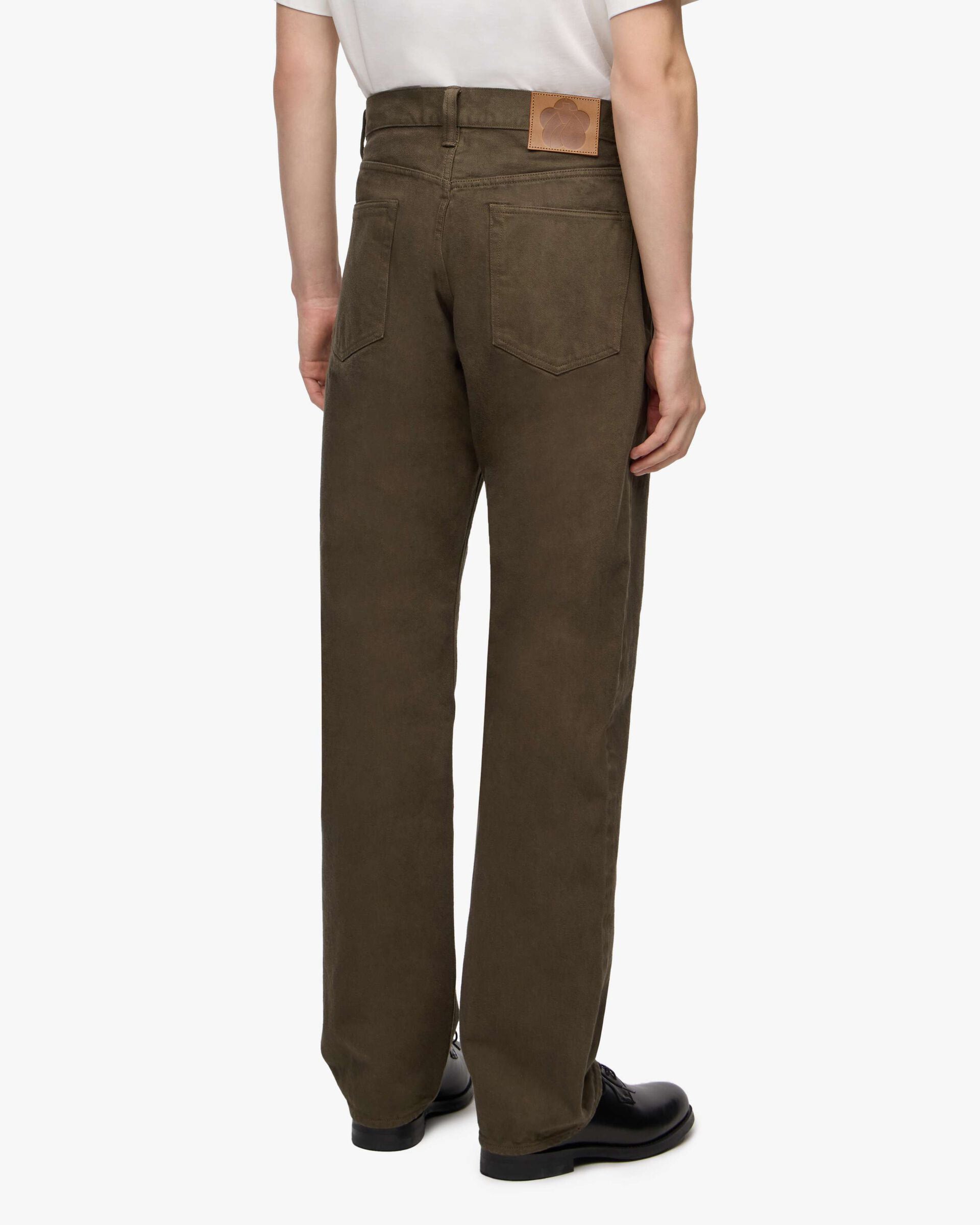 MOMOTARO JEANS MMJZ6403 #100 Straight Fit Mens Moss-Dyed Selvedge Jeans - Khaki | MOMOTARO JEANS Jeans | JEANSTORE