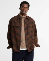 Barbour Heritage Hatfield Oversized Houndstooth Overshirt - Chestnut | Barbour Shirts | Jeanstore