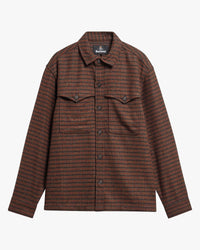 Barbour Heritage Hatfield Oversized Houndstooth Overshirt - Chestnut | Barbour Shirts | Jeanstore