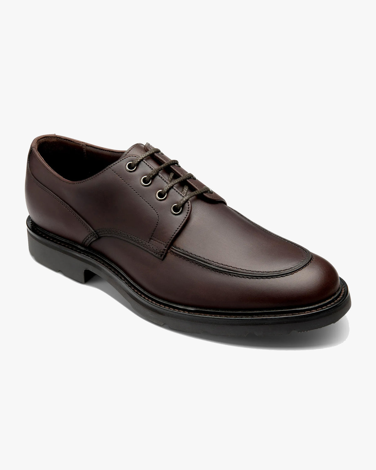 Loake 1880 Classic Mowbury Butt-Seam Apron Derby Shoes - Dark Brown Waxy