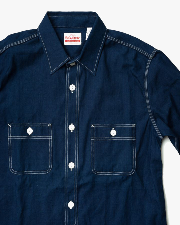 Big John MS003R Chambray Shirt - Dark Indigo | Big John Shirts | JEANSTORE