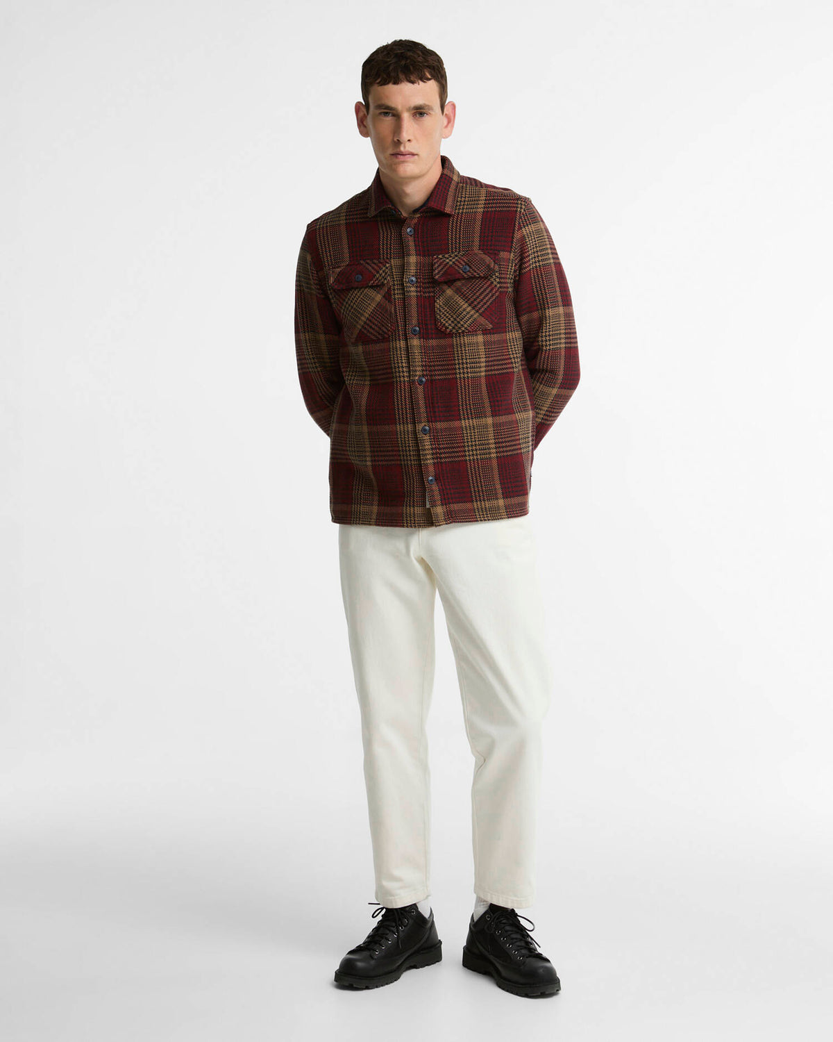 Barbour Heritage Millom Relaxed Houndstooth Shirt - Red