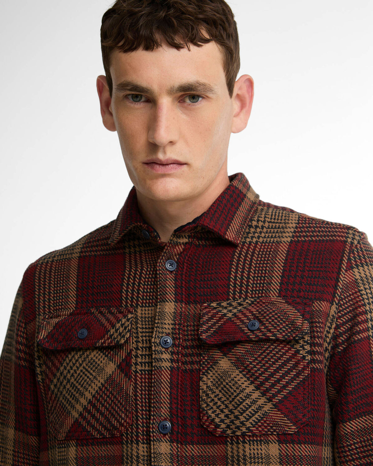 Barbour Heritage Millom Relaxed Houndstooth Shirt - Red