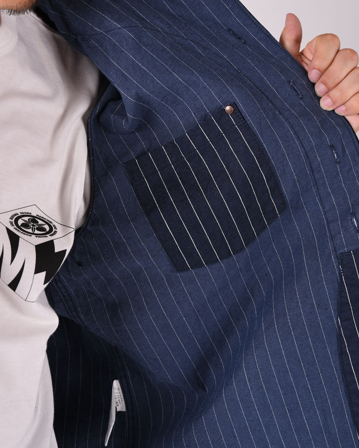 Momotaro Jeans Baseball Shirt - Indigo Stripe