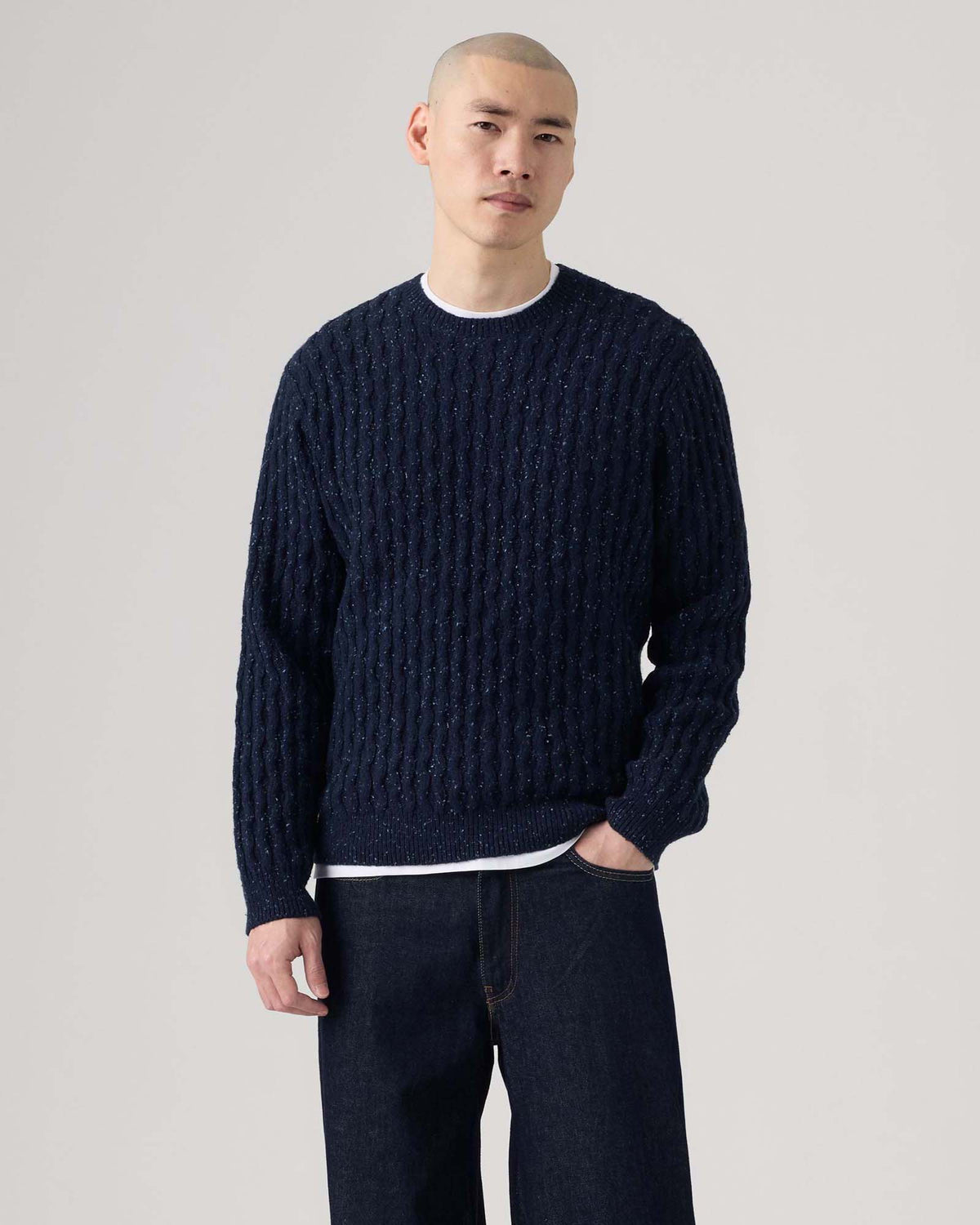 Levi's® Presidio Wool Neps Cable Knit Sweater - Navy Blazer