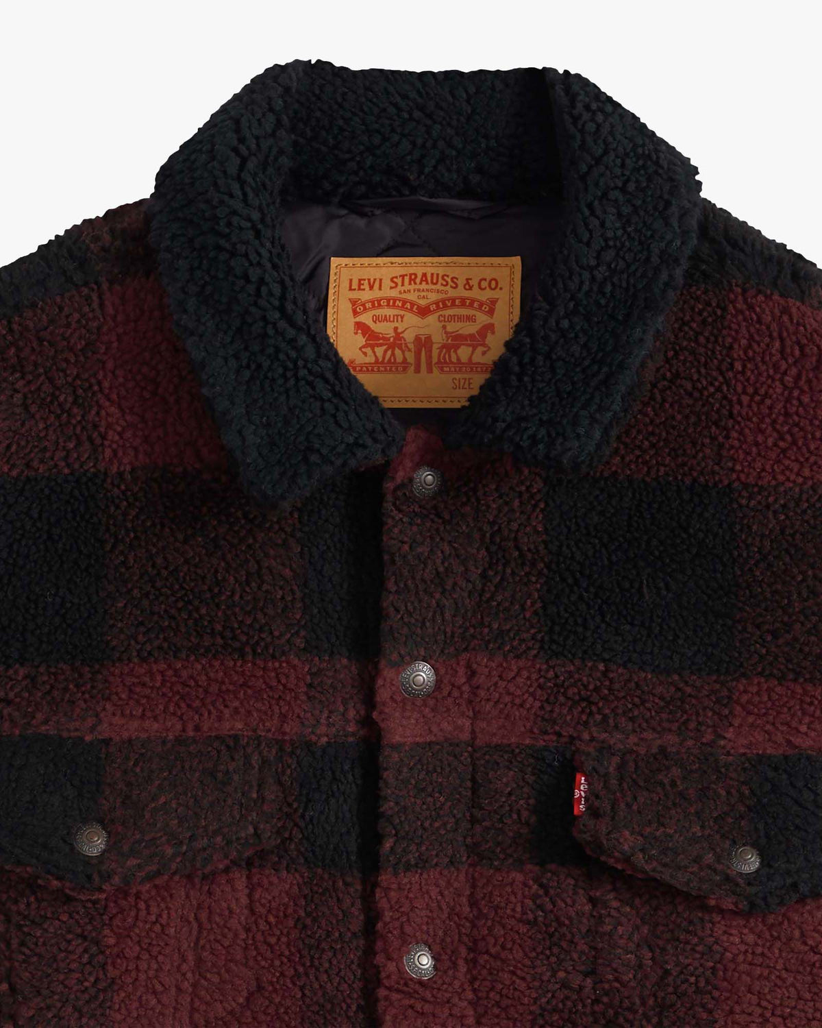 Levi's® Type III Sherpa Trucker Jacket - Jerome Plaid / Vineyard Wine Plaid
