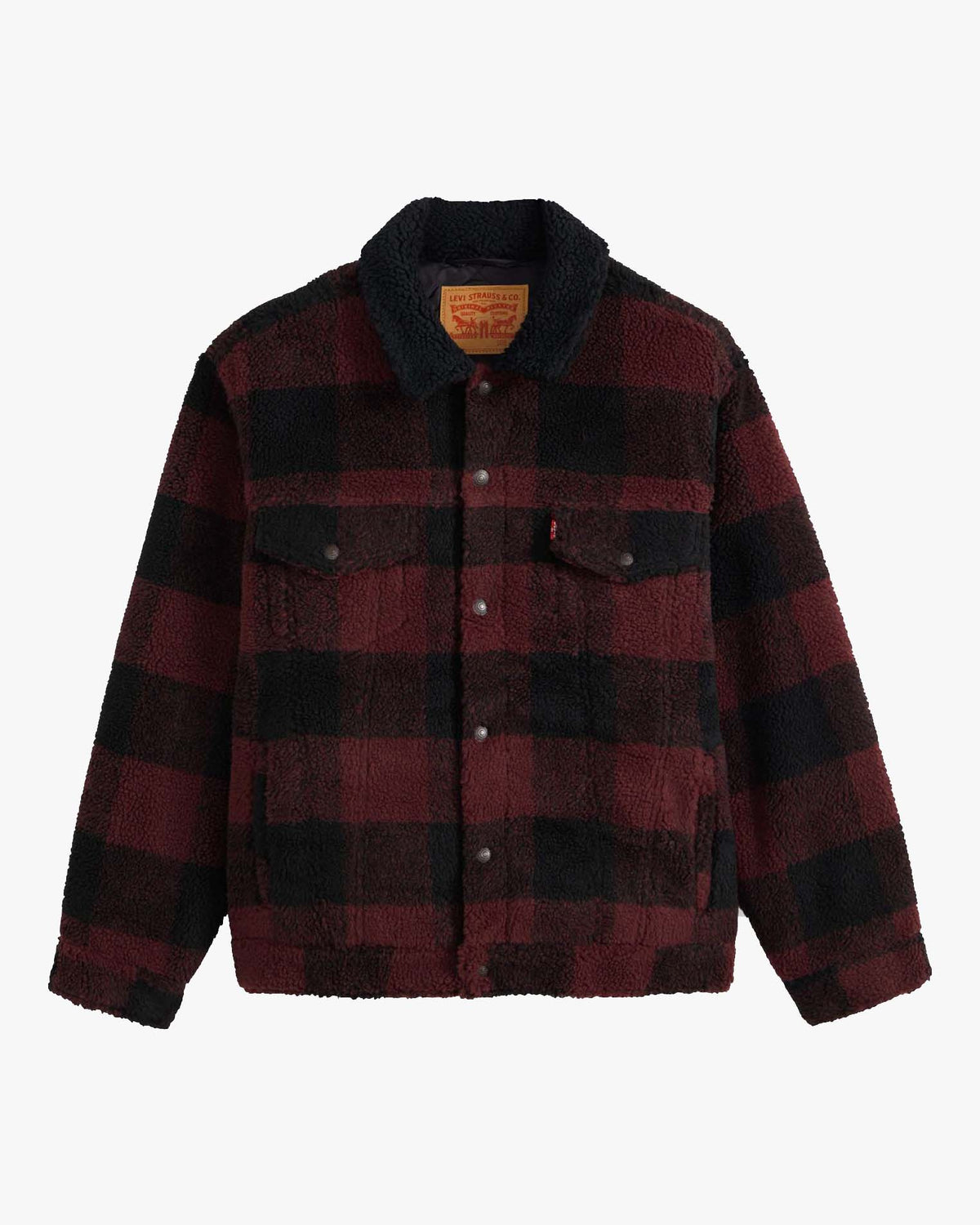Levi's® Type III Sherpa Trucker Jacket - Jerome Plaid / Vineyard Wine Plaid