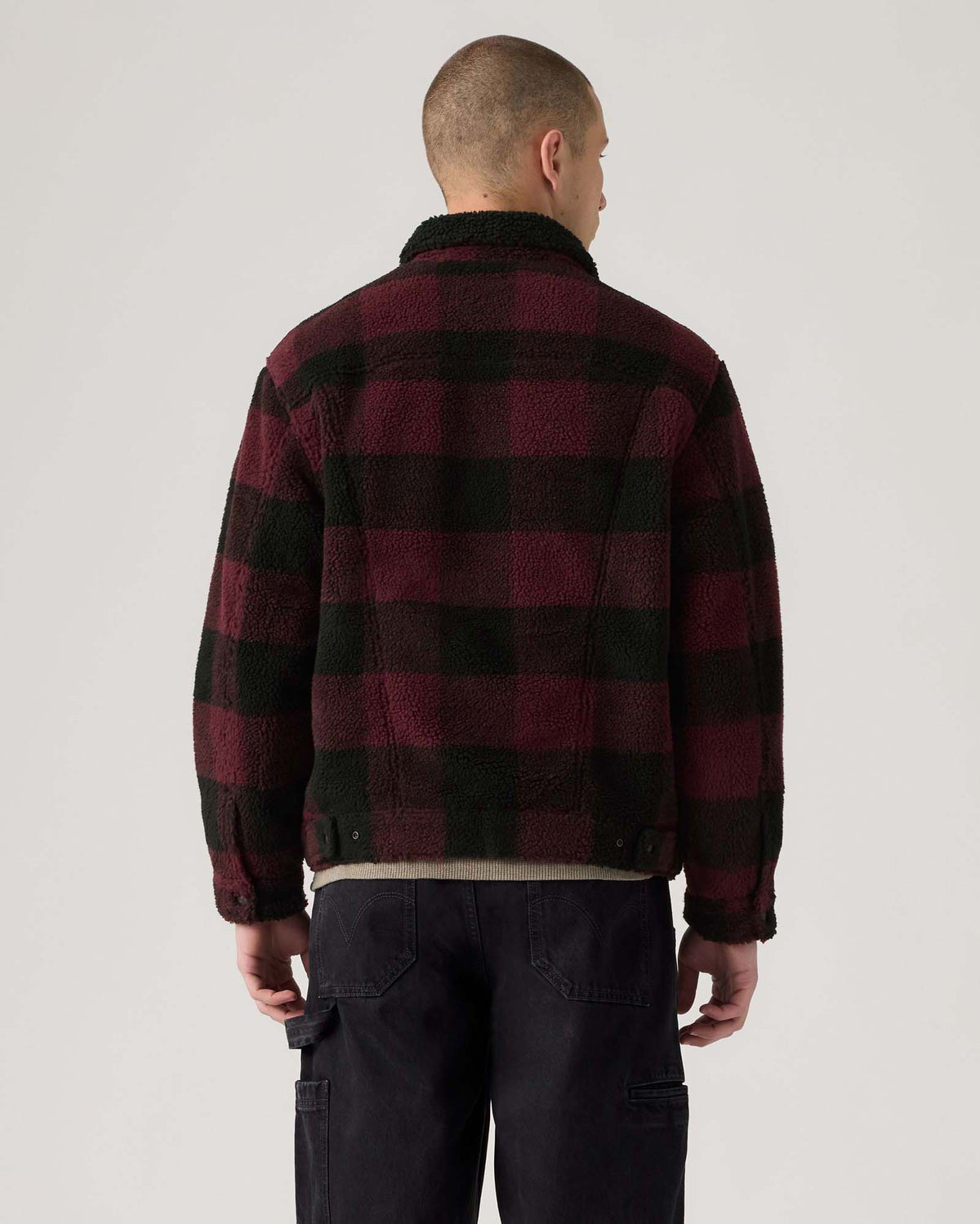 Levi's® Type III Sherpa Trucker Jacket - Jerome Plaid / Vineyard Wine Plaid