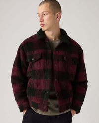 Levi's® Type III Sherpa Trucker Jacket - Jerome Plaid / Vineyard Wine Plaid