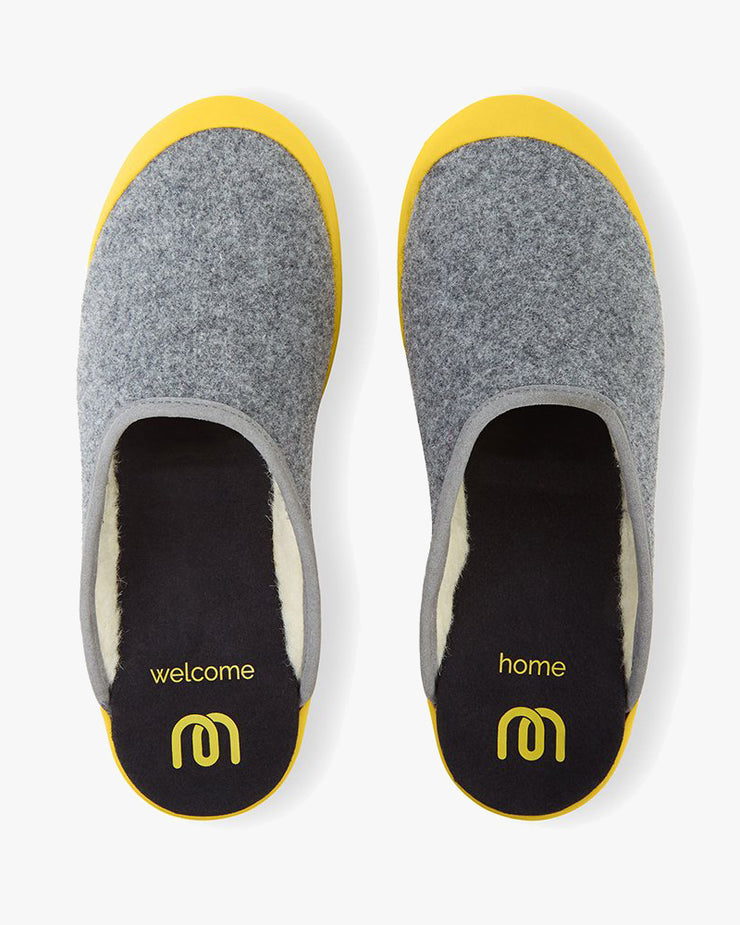 Mahabis Mule Slippers - Light Grey / Skane Yellow | Mahabis Slippers | JEANSTORE