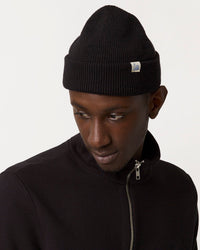 Merz b. Schwanen Good Basics MWBN05 Merino Wool Watch Cap - Deep Black | Merz b. Schwanen Hats | Jeanstore