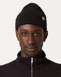 Merz b. Schwanen Good Basics MWBN05 Merino Wool Watch Cap - Deep Black | Merz b. Schwanen Hats | Jeanstore