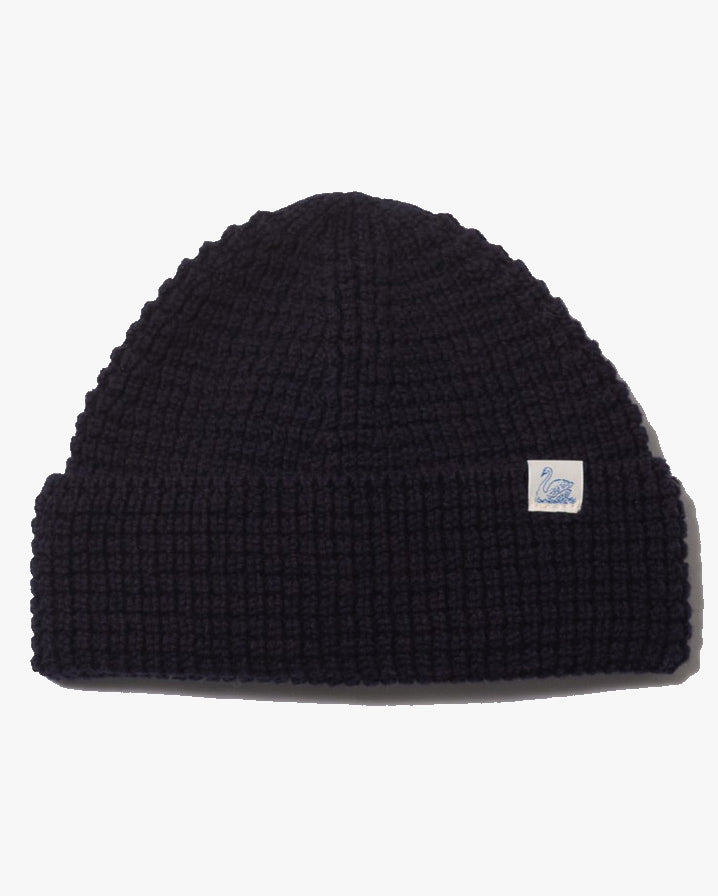 Merz b. Schwanen Good Basics MWBN06 Merino Wool Waffle Beanie - Dark Navy | Merz b. Schwanen Hats | JEANSTORE