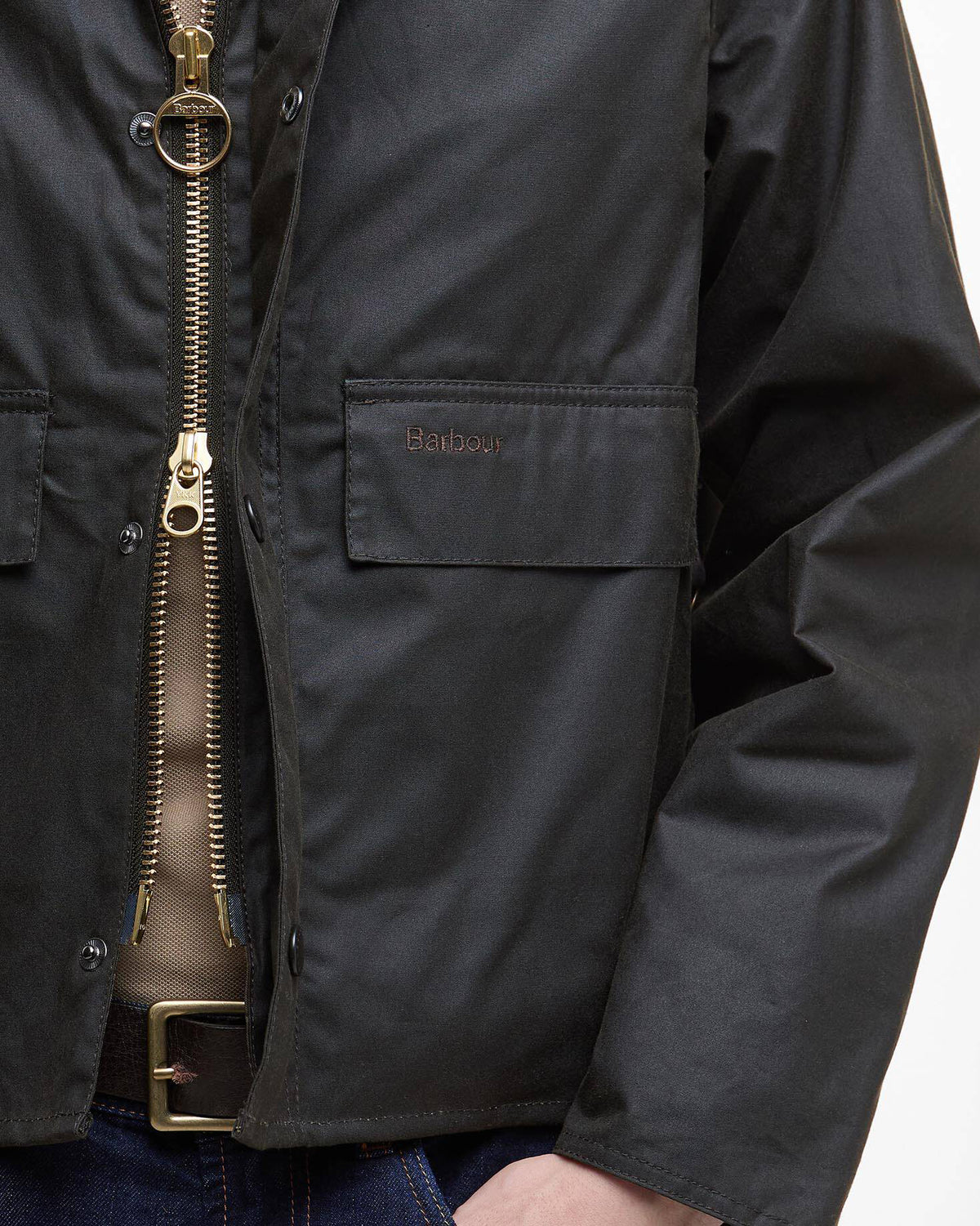 Barbour Heritage Spey Slim Waxed Jacket - Olive | Barbour Jackets & Coats | JEANSTORE