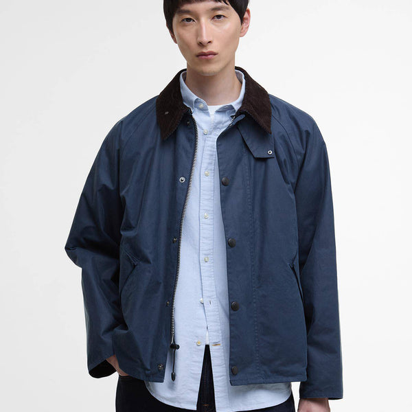 Barbour Heritage Oversized Transport Wax Jacket - Washed Cobalt | Barbour Jackets & Coats | JEANSTORE