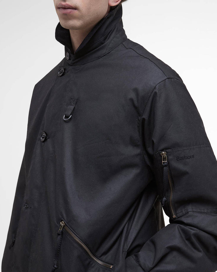 Barbour Heritage Hanger Waxed Deck Jacket - Black