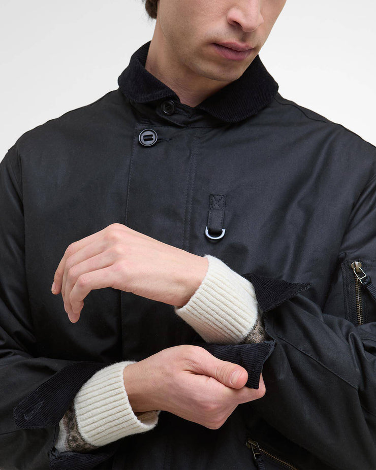 Barbour Heritage Hanger Waxed Deck Jacket - Black