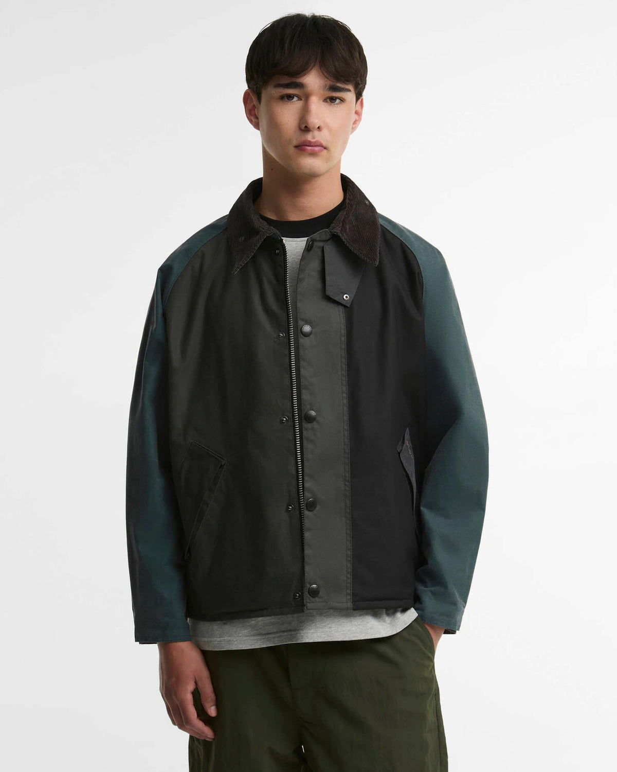 Barbour Heritage Patchwork Transport Waxed Jacket - Black Multi | Barbour Jackets & Coats | Jeanstore