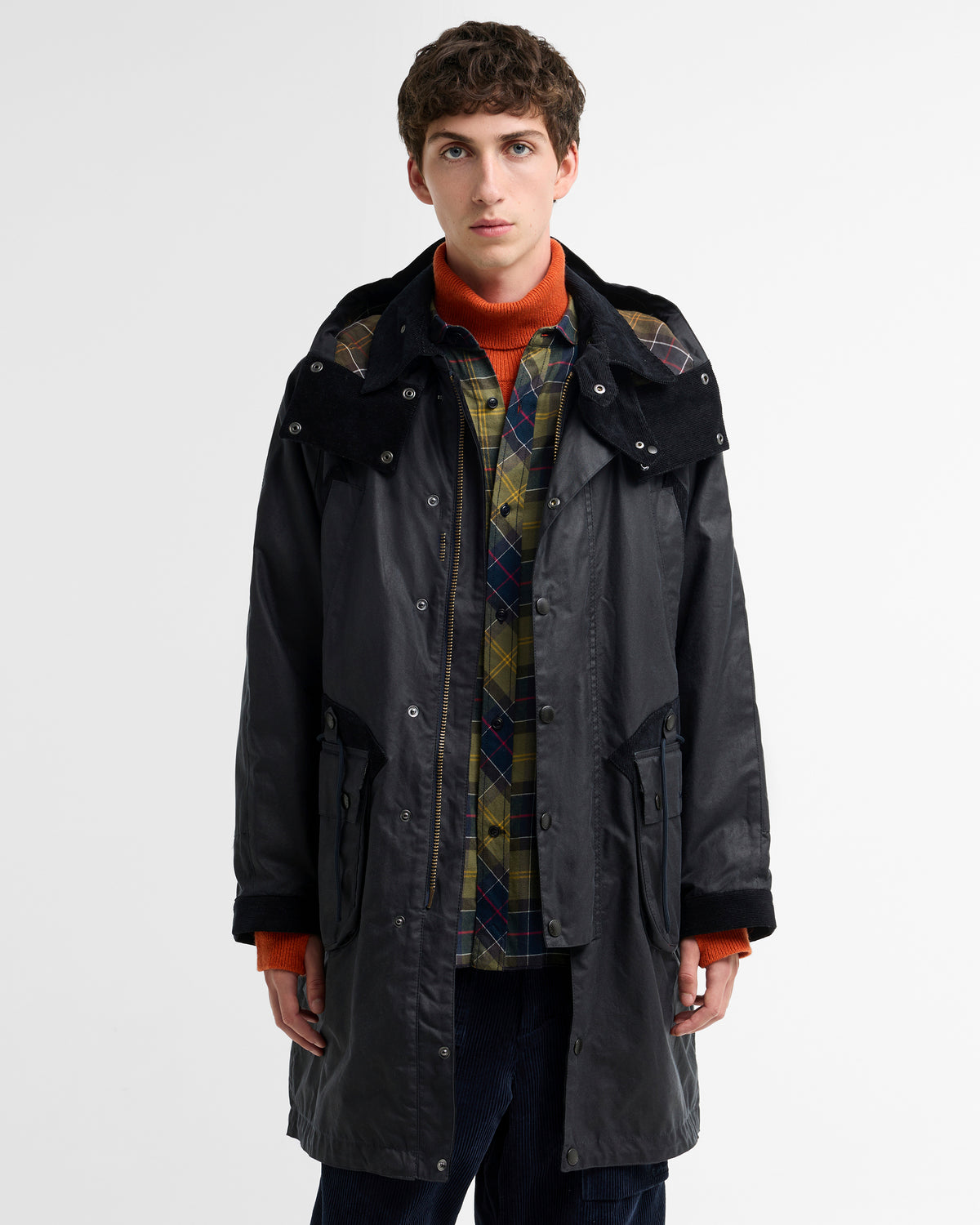 Barbour x Norbit Long Waxed Jacket - Navy
