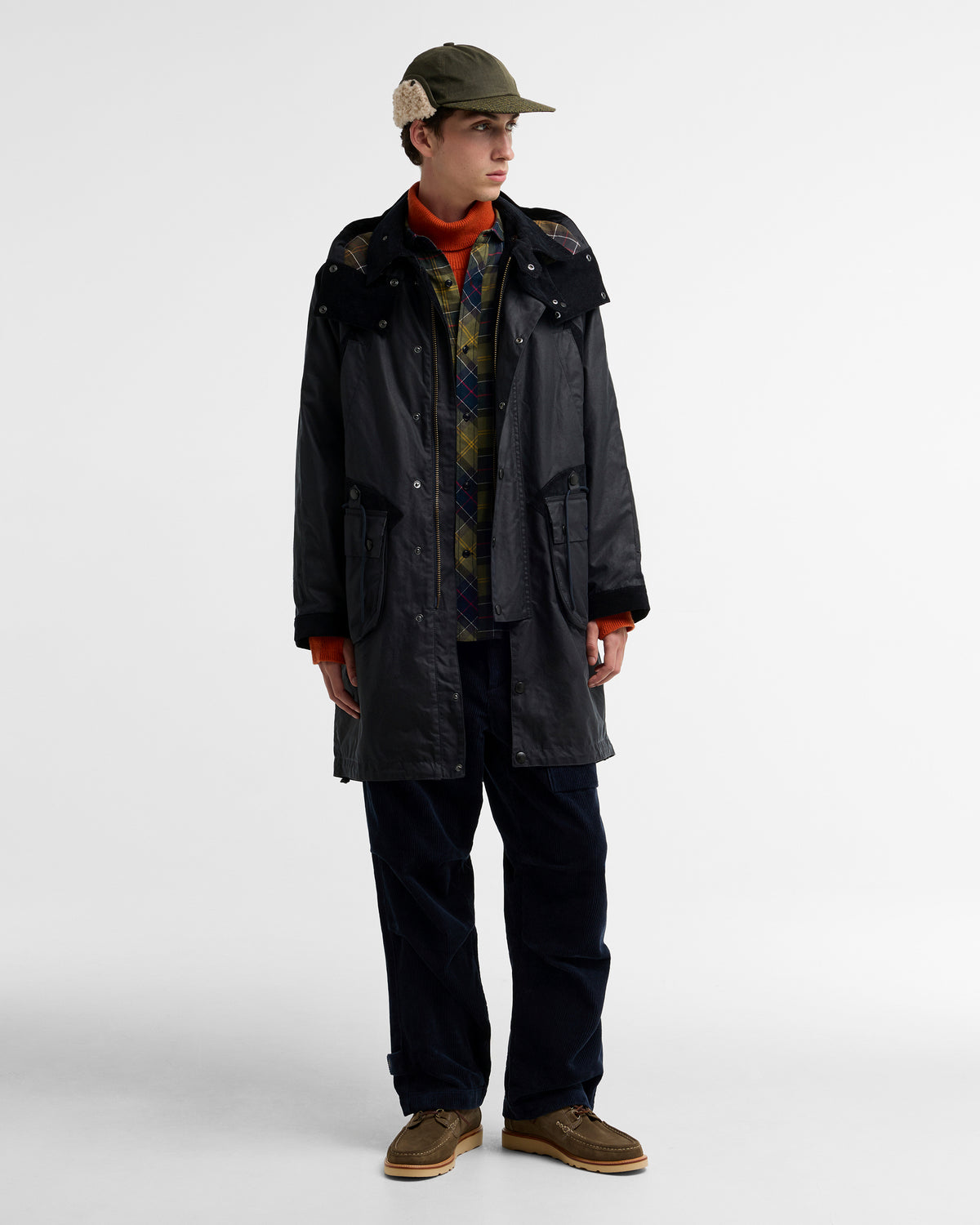 Barbour x Norbit Long Waxed Jacket - Navy