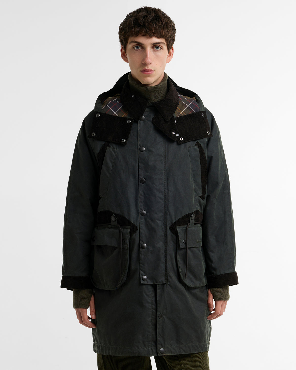 Barbour x Norbit Long Waxed Jacket - Sage | Barbour Jackets & Coats | Jeanstore