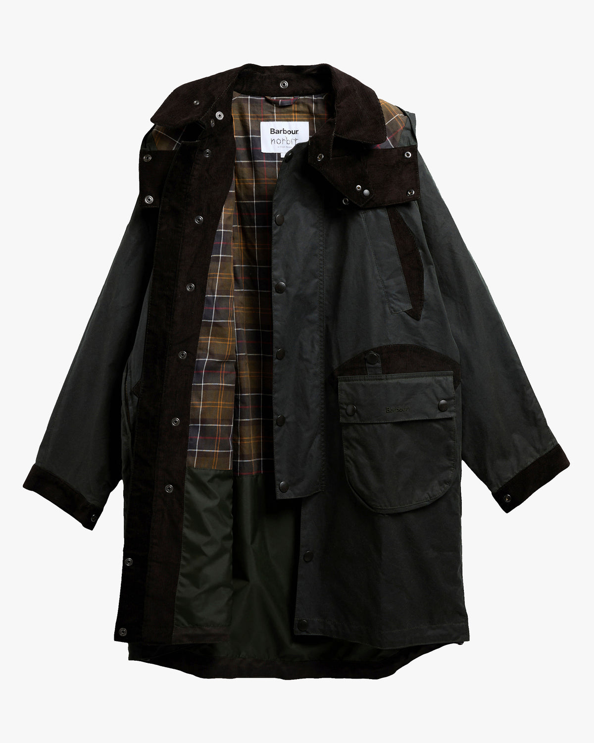 Barbour x Norbit Long Waxed Jacket - Sage | Barbour Jackets & Coats | Jeanstore