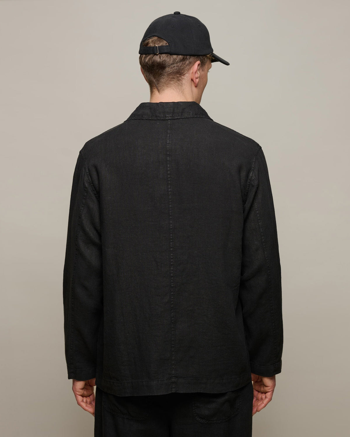 Merz b. Schwanen JKT05LI Workers Linen Jacket - Deep Black | Merz b. Schwanen Jackets & Coats | JEANSTORE