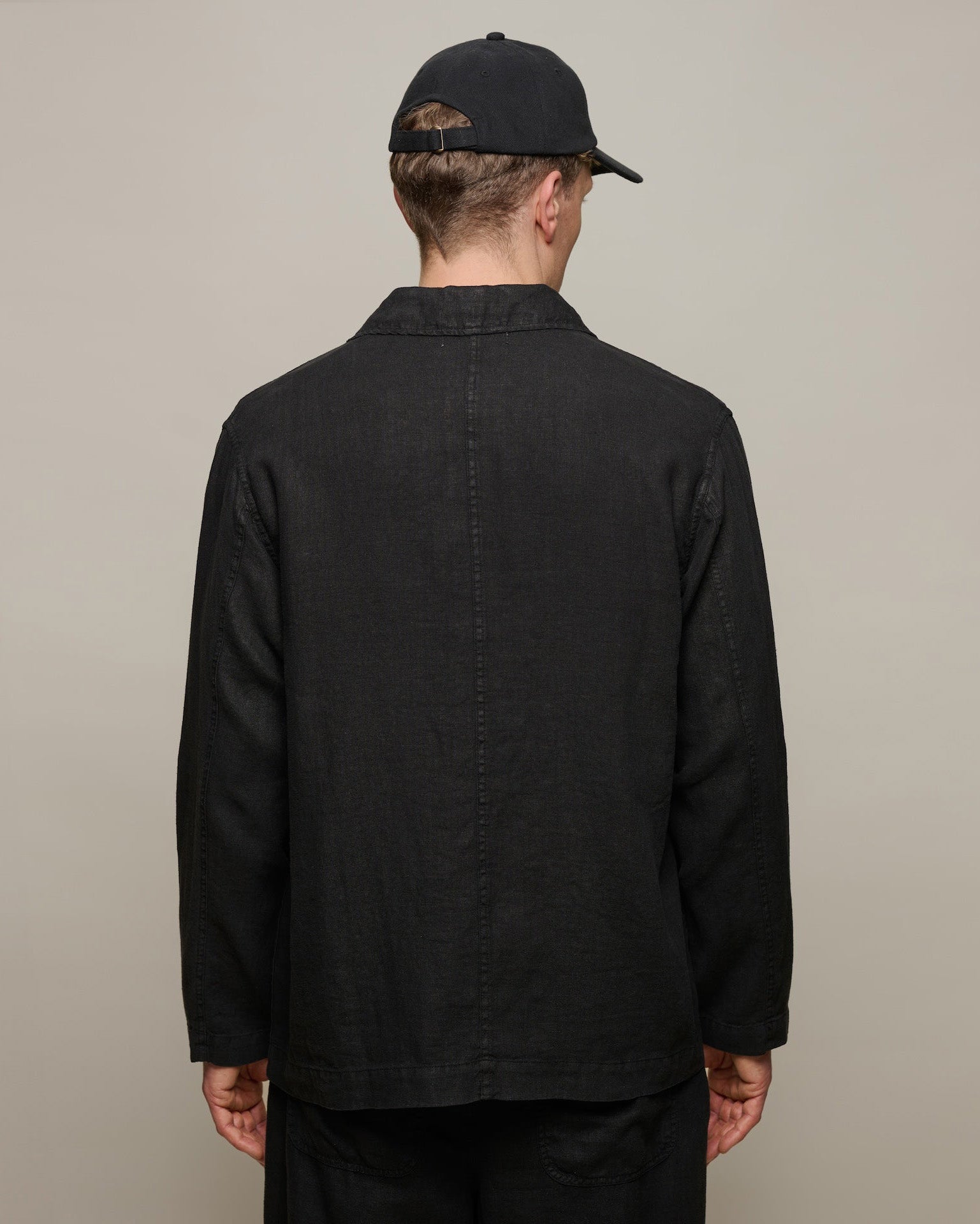 Merz b. Schwanen JKT05LI Workers Linen Jacket - Deep Black | Merz b. Schwanen Jackets & Coats | JEANSTORE