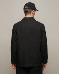 Merz b. Schwanen JKT05LI Workers Linen Jacket - Deep Black | Merz b. Schwanen Jackets & Coats | JEANSTORE