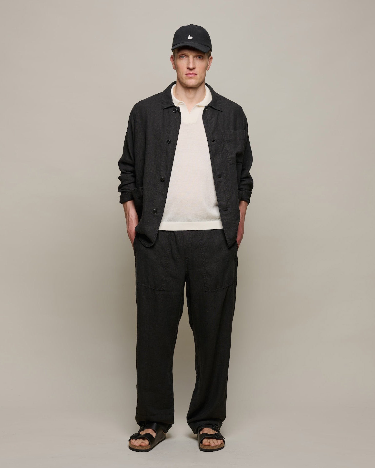 Merz b. Schwanen JKT05LI Workers Linen Jacket - Deep Black | Merz b. Schwanen Jackets & Coats | JEANSTORE