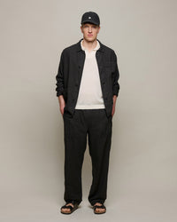 Merz b. Schwanen JKT05LI Workers Linen Jacket - Deep Black | Merz b. Schwanen Jackets & Coats | JEANSTORE