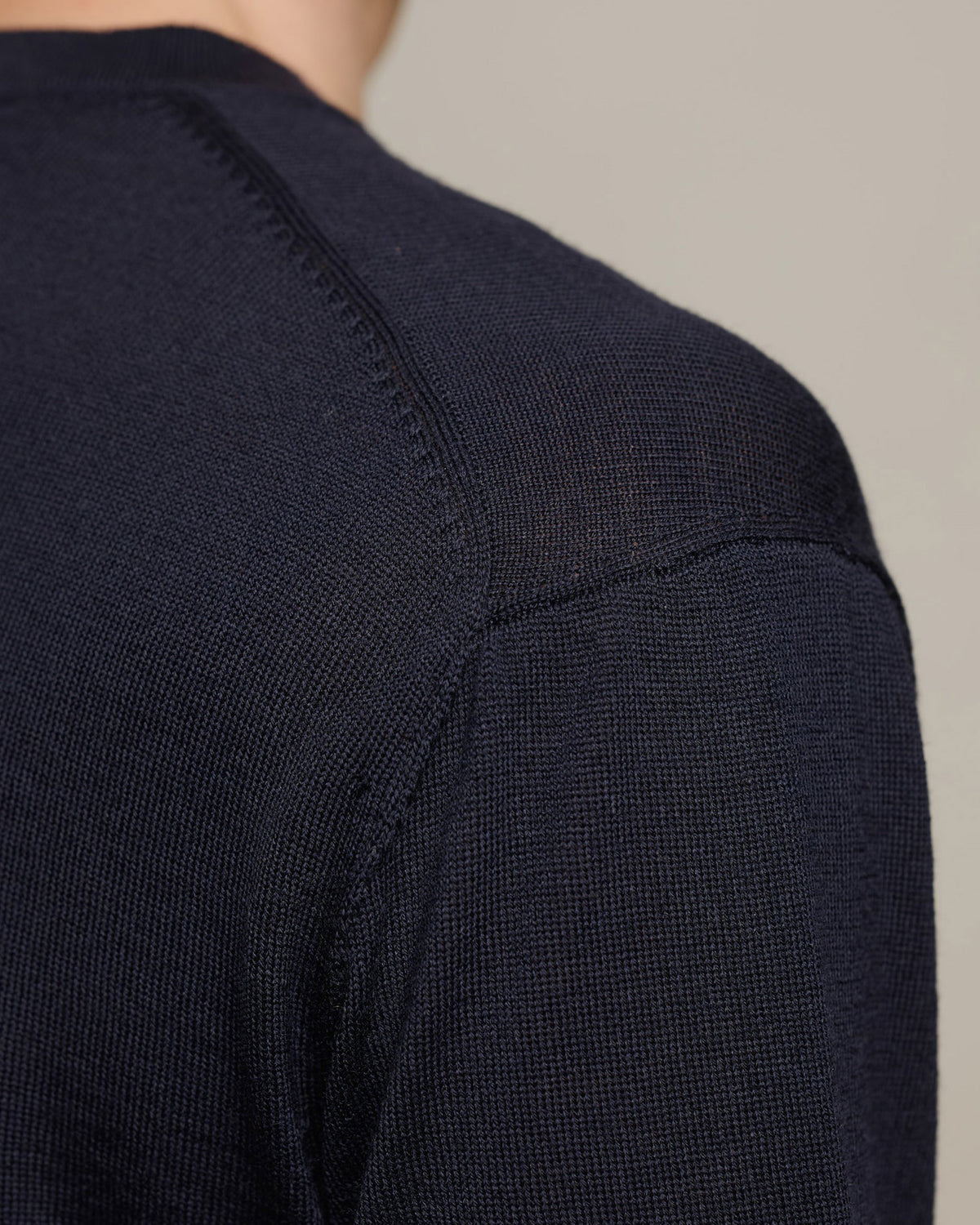 Merz b. Schwanen MERINOTEE01 Knitted Merino Wool Tee - Dark Navy