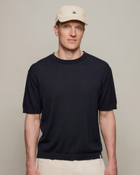 Merz b. Schwanen MERINOTEE01 Knitted Merino Wool Tee - Dark Navy