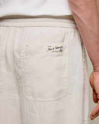 Merz b. Schwanen PANTS05LI Workers Linen Drawstring Pants - Light Stone